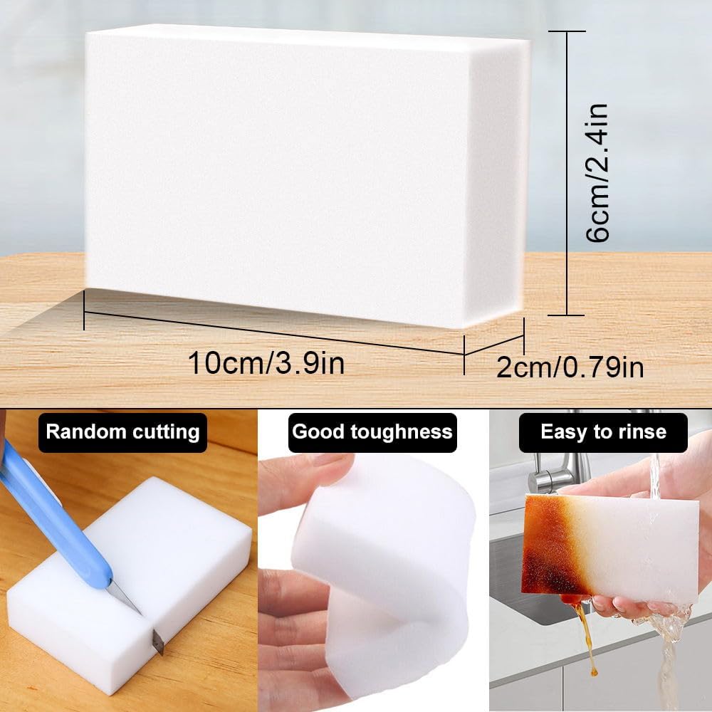 (50 Pack) Eraser Sponge SmilePowo Maigc Cleaning Sponge Eraser Melamine Sponges in Bulk Boat Eraser Multi Surface Scrubber Foam Cleaning Pads - Bathtub, Floor, Baseboard, Bathroom, Wall Cleaner - Image 6