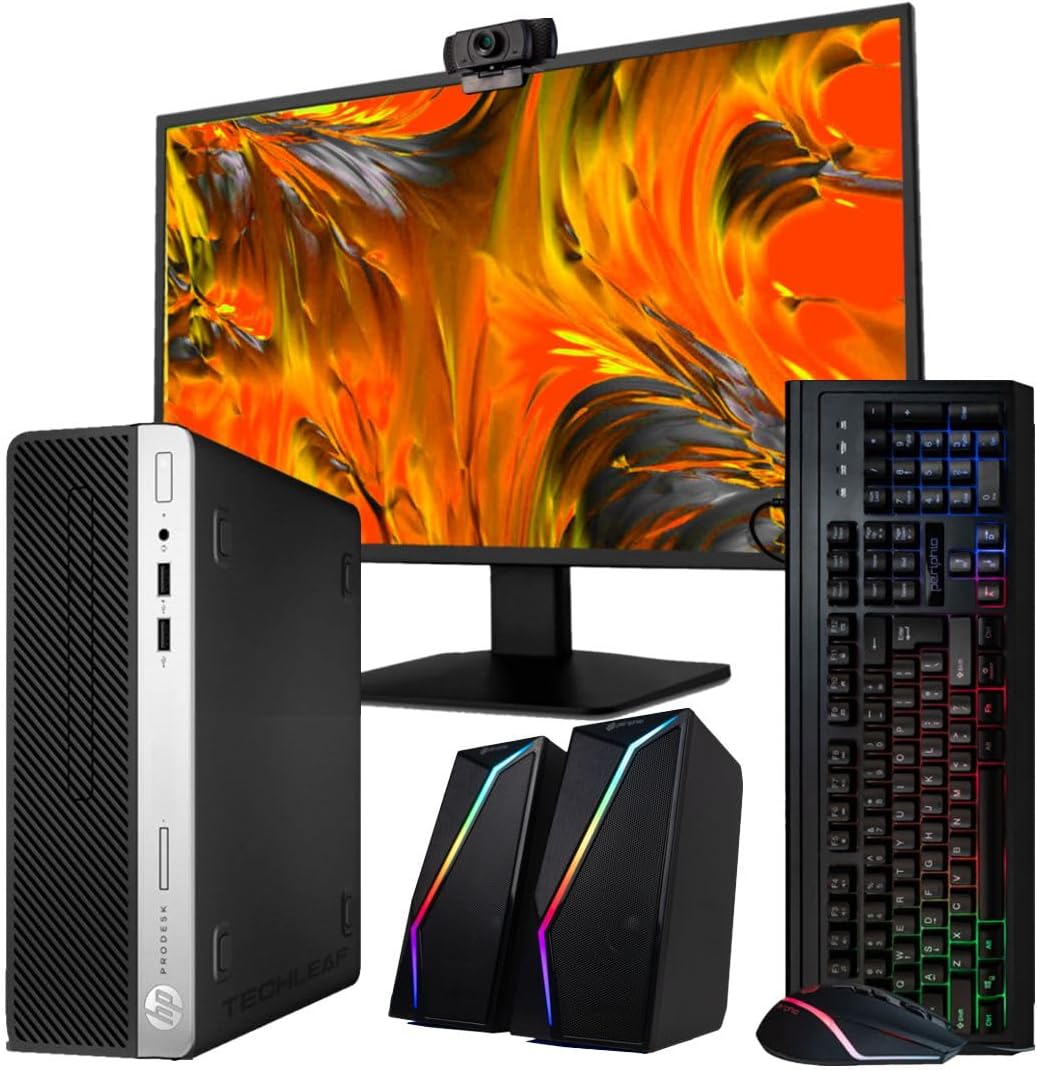 HP Windows 11 Desktop Computer | 16GB RAM + 500GB SSD | Intel i5 | 16GB RAM + 500GB SSD | 24" LCD | WiFi 6 AX200 + BT | RGB Keyboard/Mouse + Speakers | Webcam | Home or Office PC (Renewed) - Image 2
