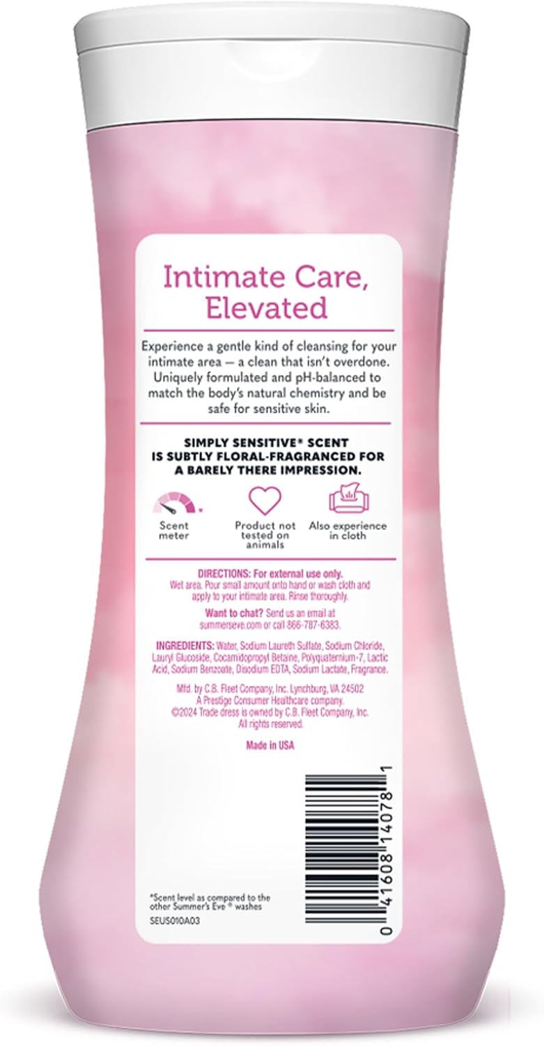 Summer's Eve Simply Sensitive All-Over Daily Feminine Wash, Gentle pH-Balanced Body Wash for Women, Removes Vaginal Odor, 15 Fl Oz - Image 9