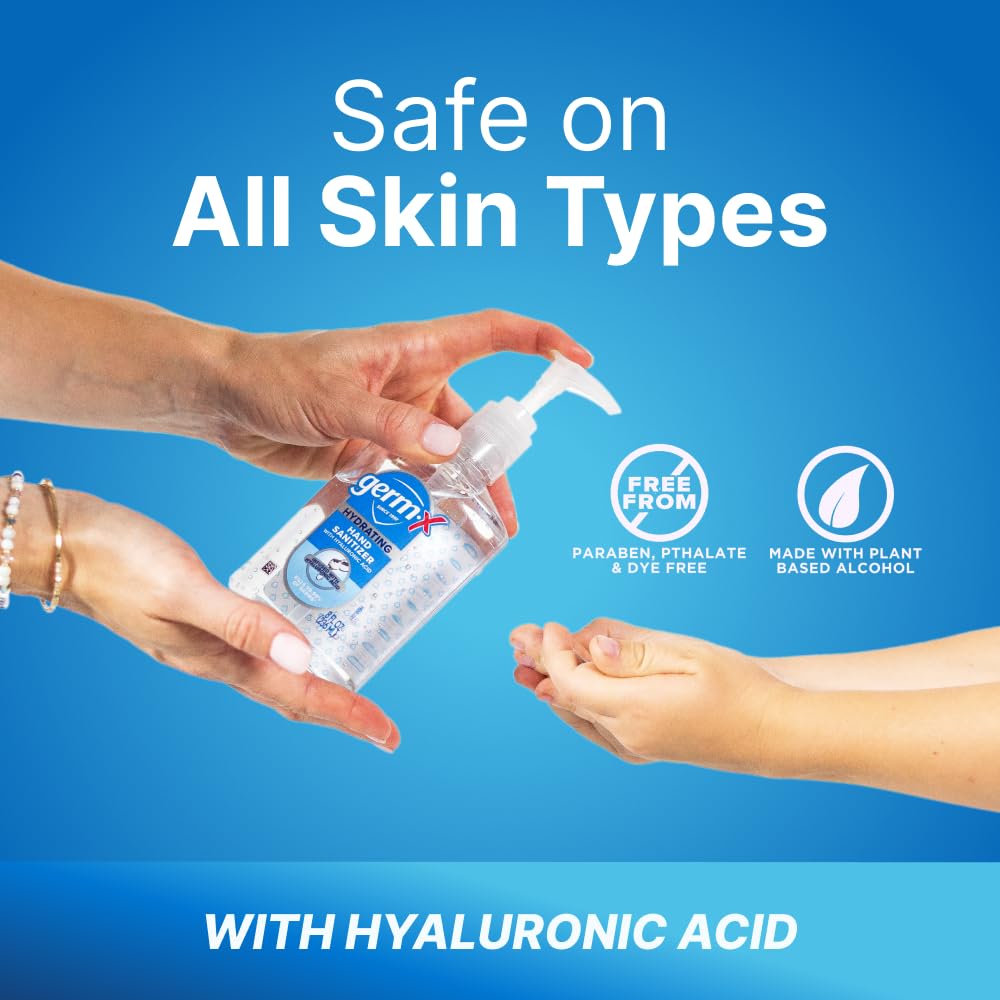 Germ-X Hydrating Hand Sanitizer, with Hyaluronic Acid, 8 FL Oz (Pack of 6), No Rinse Formula, Sanitizing Liquid Gel for All Skin Types, Formulated Without Parabens, Phthalates & Dyes - Image 7