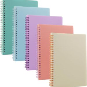 5 Pack Lined Spiral Journal Notebook for Women & Men, 8.3″ x 5.7″,80 Sheets/160 Pages College Ruled Notebook, A5 Plastic Hardcover Notebook for Office,School,Home