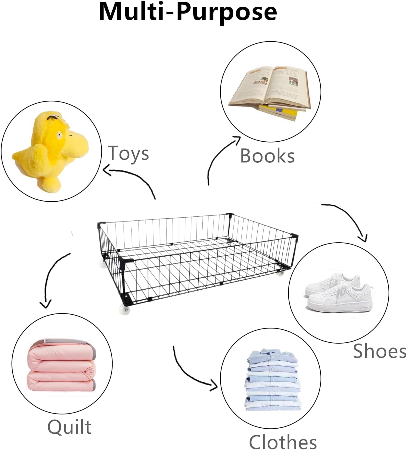 4 Pack Larger Under Bed Storage With Wheels,Rolling Under Bed Drawer,Under Bed Shoes Storage,Open Design, Large capacity,Suitable For Various Storage - Image 7