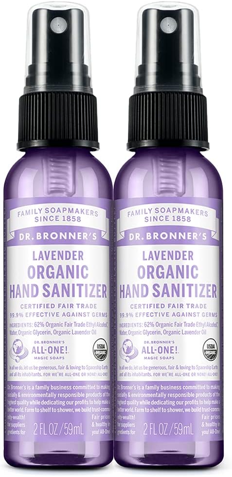 Dr. Bronner's - Organic Hand Sanitizer Spray (Lavender, 2 Ounce, 2-Pack) - Simple and Effective Formula, Cleanses & Sanitizes, No Harsh Chemicals, Moisturizes and Cleans Hands - Image 2