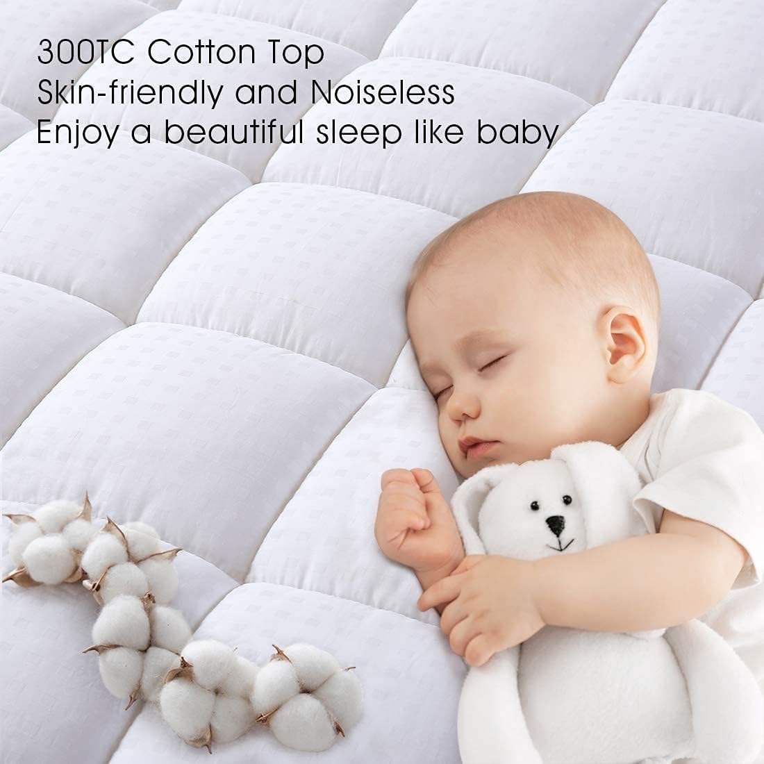 EASELAND Twin XL Mattress Pad Pillow Top Quilted Fitted Mattress Cover/Protector Extra Long Cotton Top 8-21" Deep Pocket Cooling Mattress Topper (39x80 Inches, White) - Image 5