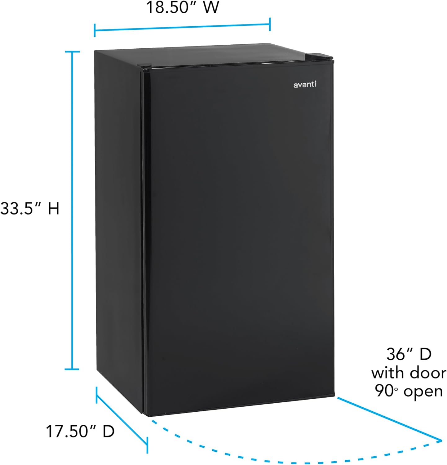 Avanti 3.3 Cu. Ft. Mini Fridge Compact Refrigerator with Adjustable Temperature, Removable Shelves, Chiller Compartment wiith Flush-Back Design, 3.3 cu.ft., Black - Image 9