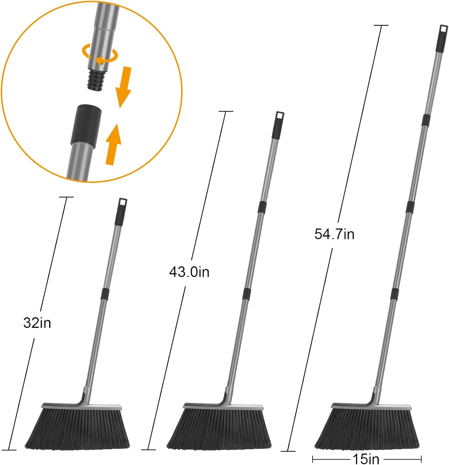 KeFanta 4 Packs Outdoor Broom Heavy Duty with 55" Long Handle, Commercial Brooms for Sweeping Indoor Courtyard Restaurant Garage Patio Decks Mall Market Kitchen Office Lobby Shop - Image 6