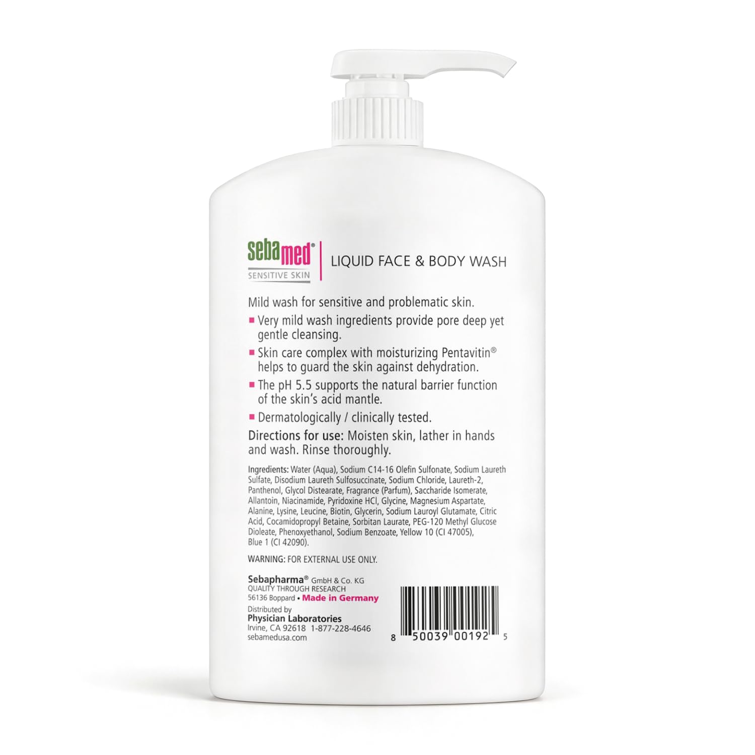 SEBAMED Sensitive Skin Face and Body Wash for Women and Men, pH 5.5, Mild Gentle Hydrating Cleanser, Hypoallergenic Body Wash, Dermatologist Recommended, 33.8 Fluid Ounces (1 Liter) - Image 3