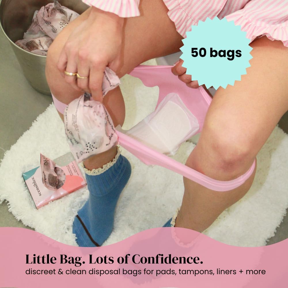 Scensibles Personal Care Disposal Bags (50 Count) - For Tampons, Pads, Liners, Condoms & More - Discreet, Hygienic & Odor-Reducing Disposal Solution - Image 3
