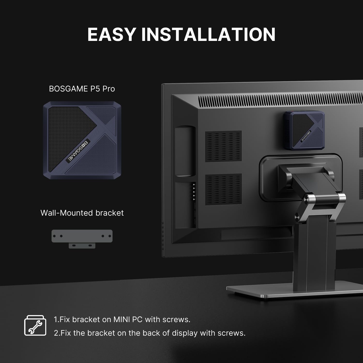 BOSGAME P5 Pro Mini PC, AMD Ryzen 7 6800H Mini Computers, 32GB DDR5, 1TB PCIe SSD, 4K Triple Display & USB4, Dual 2.5G LAN & Wi-Fi 6E & BT5.2, Desktop Computer for Gaming, Office - Image 9