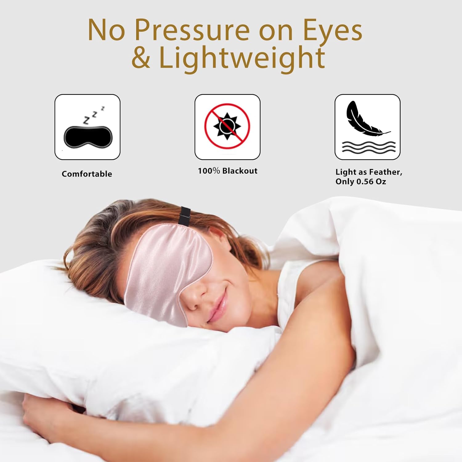 4 Pack Silk Sleep Mask - 100% Blackout, Zero Eye Pressure, Blindfold with Adjustable Strap, Super Soft Travel Eye Covers (Black, Pink, Blue, Purple) - Image 3