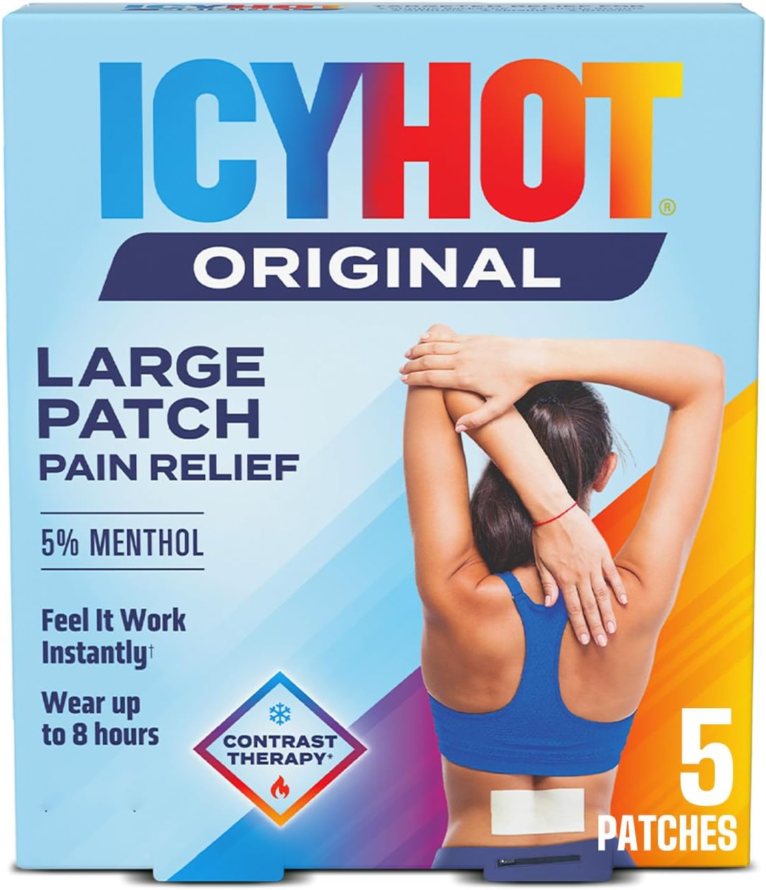 Icy Hot Medicated Patch Extra Strength Pain Relief Patch for Back or Large Area, 5 Count - Image 2
