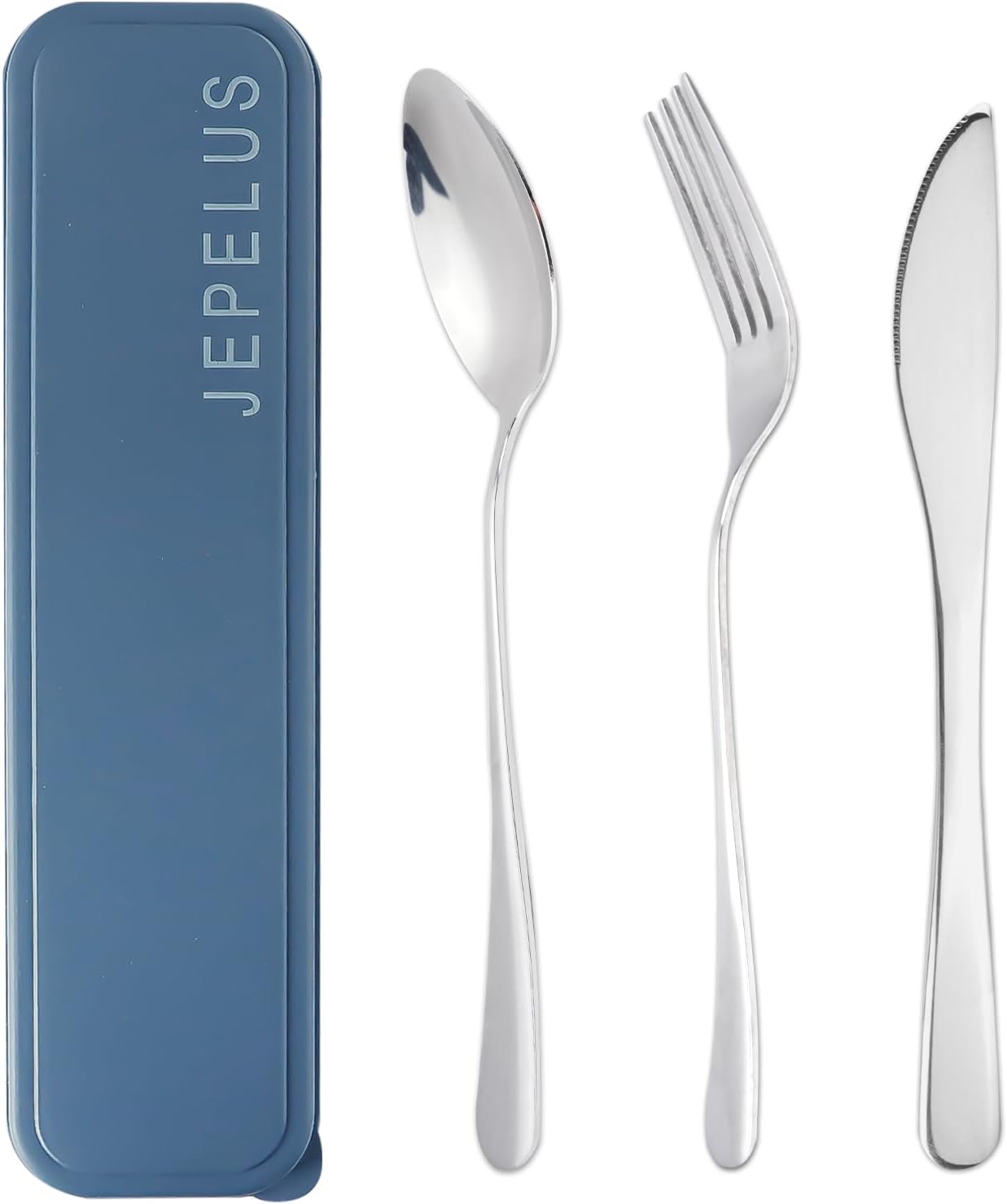 Travel Utensils with Case, Stainless Steel Silverware Set for Lunch Box, Portable Camping Cutlery Fork Spoon Knife, Reusable Utensil Set Flatware for Picnic School, Dishwasher Safe (Blue) - Image 2