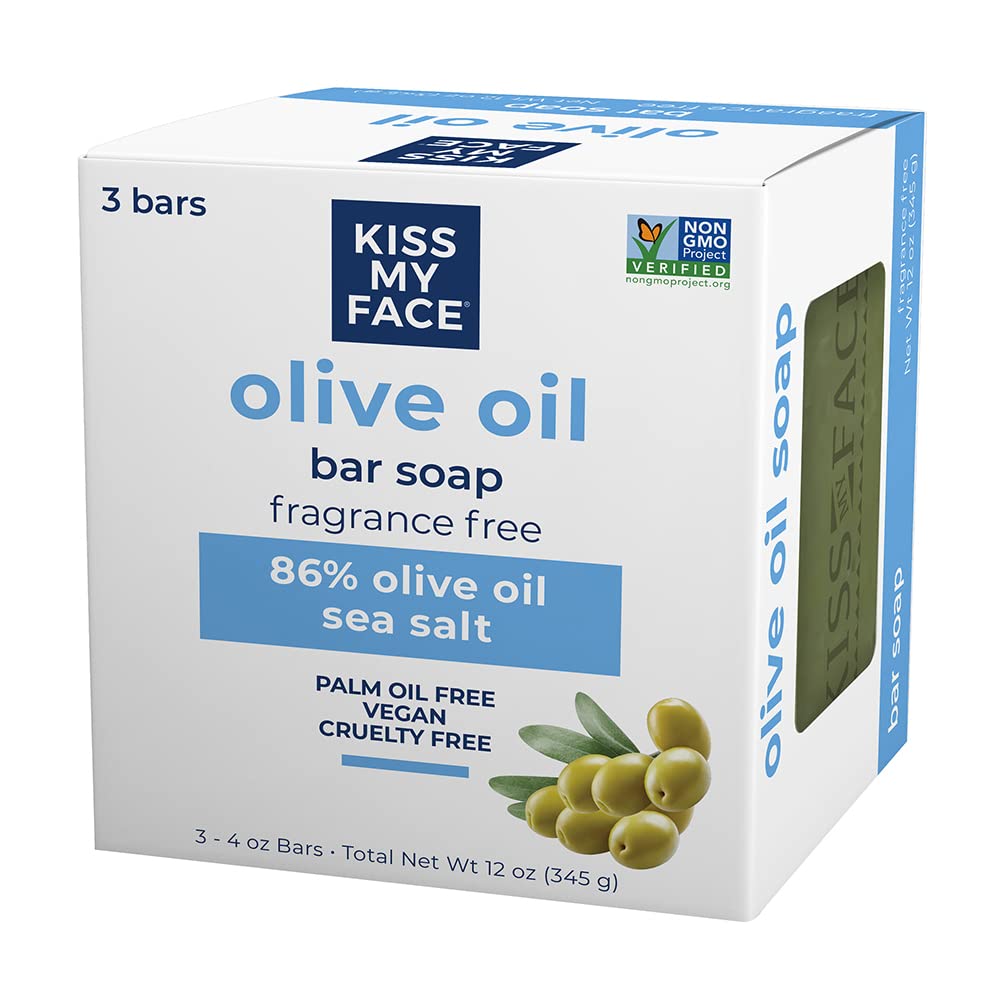 Kiss My Face Olive Oil Fragrance Free Bar Soap, Moisturizing Bar Soap, Cruelty Free Vegan Soap, Palm Oil Free, 4 Oz - 3 Count (Pack of 1) - Image 3