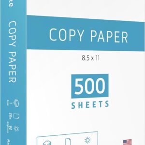 Printer Paper – 8.5 x 11 White Letter Size Copy Paper, 1 Ream 500 Sheets 20 lb Printing Paper for Documents Writing, Drawing, Smooth, 92 Bright | Home, School, Office Supplies | Made in USA