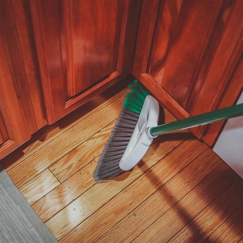 Libman Commercial 205 Large Precision Angle Broom, Steel Handle, 13" Wide, Green and White (Pack of 6) - Image 3