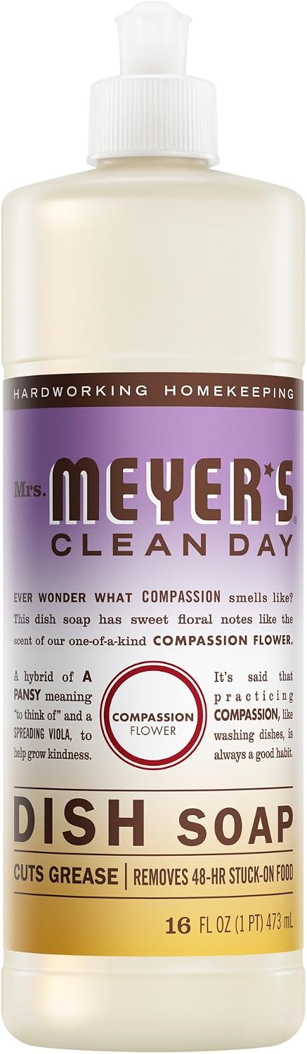 MRS. MEYER'S CLEAN DAY Liquid Dish Soap, Compassion Flower Scent, 16 Fl Oz Bottle - Image 2
