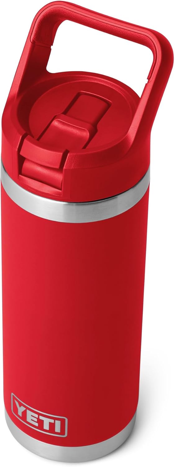 YETI Rambler 18 oz Bottle, Vacuum Insulated, Stainless Steel with Color Matching Straw Cap, Rescue Red - Image 4