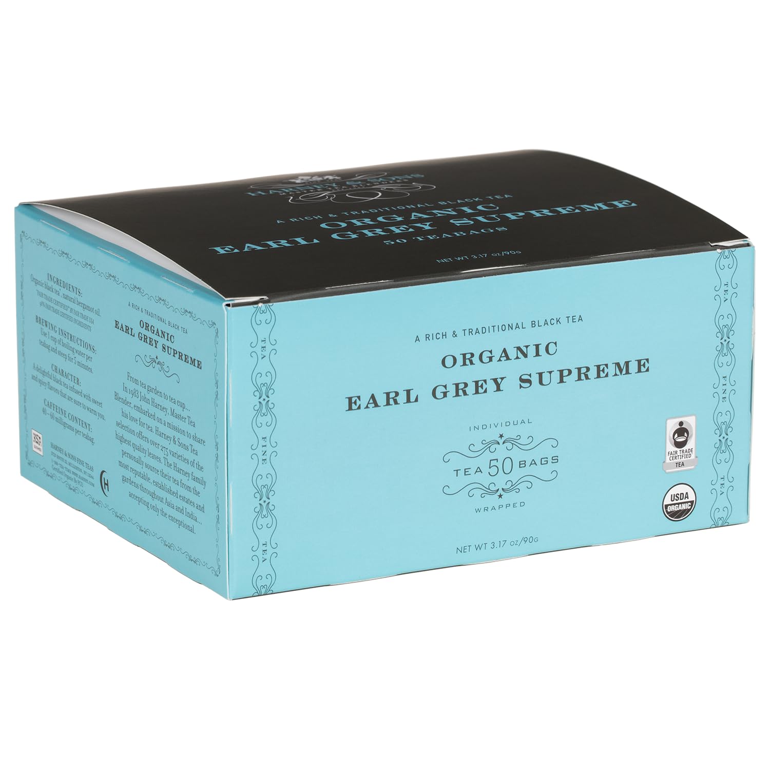Harney & Sons Organic Earl Grey Supreme | Box of 50 Organic Earl Grey Tea Bags with Black Tea & Bergamot Oil, Individually Wrapped Teabags - Image 2