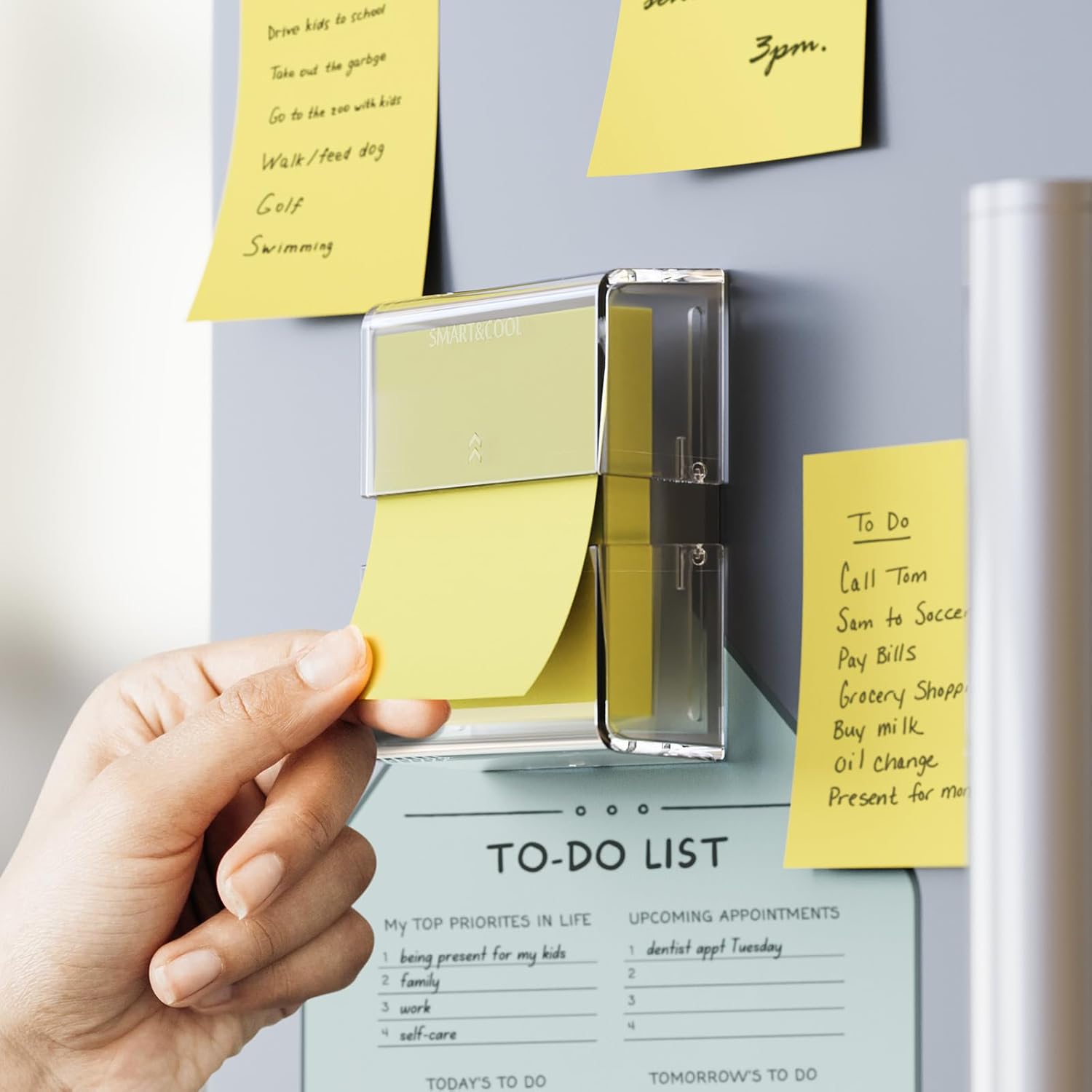 SMART&COOL Magnetic Pop-Up Note Dispenser for 3 x 3 in Accordion-Style Sticky Notes, Sticky Note Holder for Fridge, File Cabnets or Office Supplies, 1Pack, Clear (Notes Not Included) - Image 4