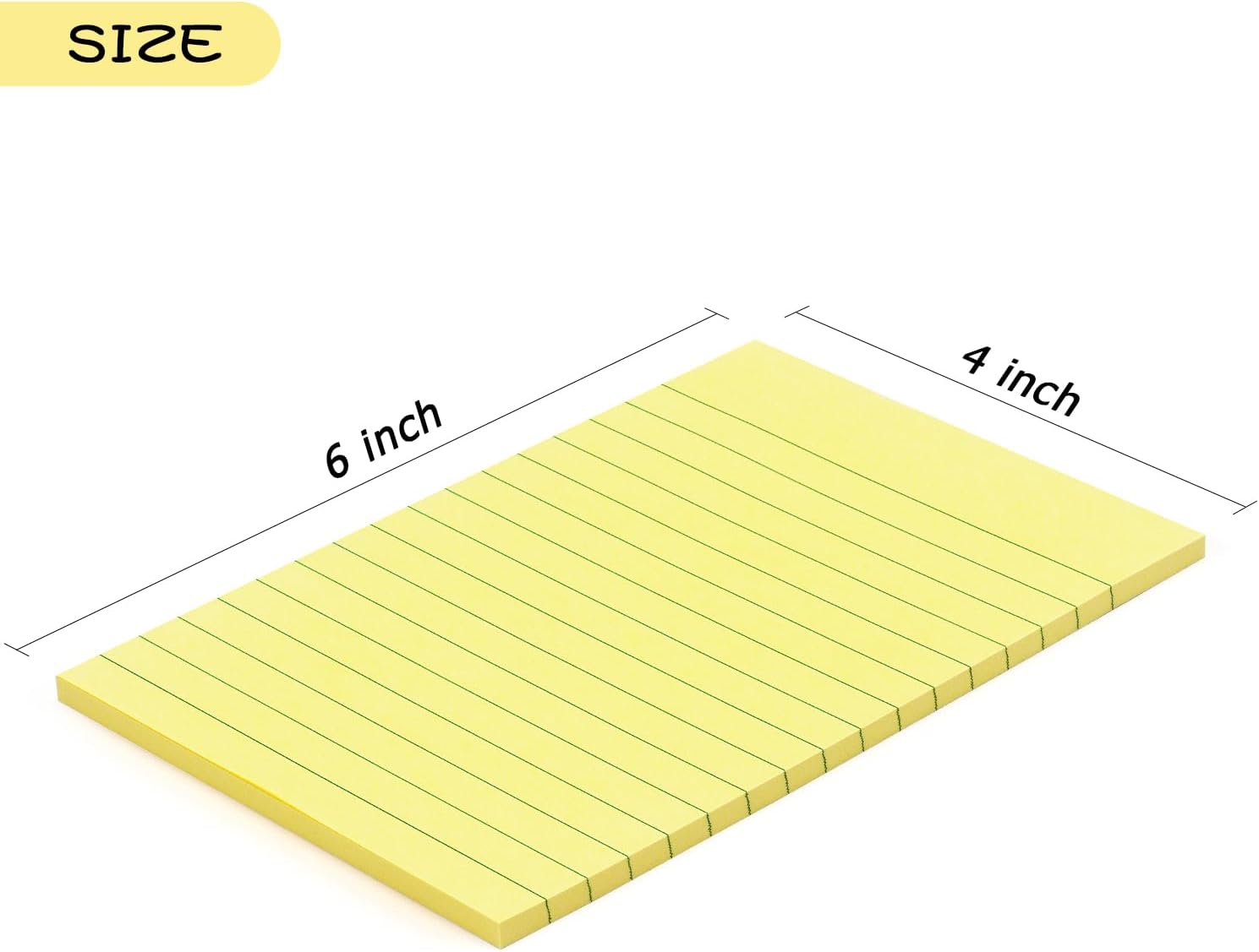 Early Buy 6 Pads Lined Sticky Notes with Lines 4x6 Self-Stick Notes Bright Color Sticky Notes, 45 Sheets/Pad (Yellow) - Image 2