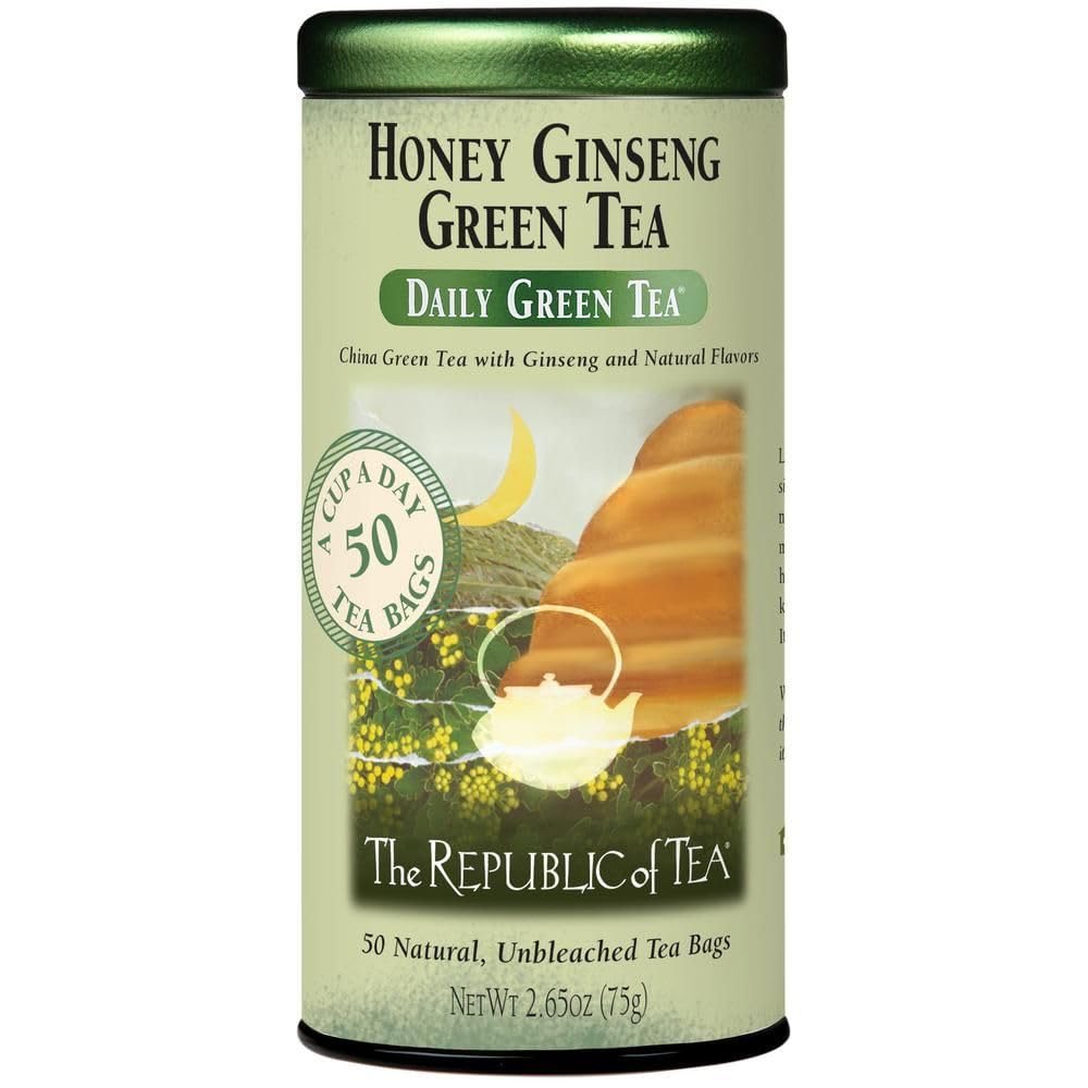 The Republic of Tea - Honey Ginseng Green Tea, 50 Tea Bags, Tin | Flavored Gourmet Tea | Caffeinated - Image 2