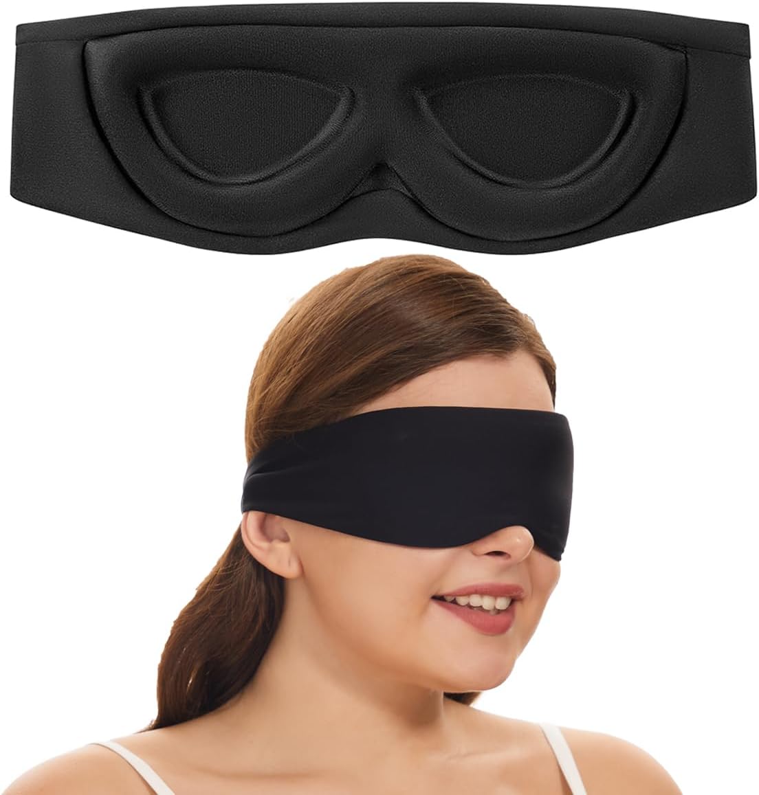 ALASKA BEAR Sleep Mask for Side Sleepers Patented Design, Cup-Shaped and Extra-Soft, 100 Blackout Eye Mask Shades Cover for Men and Women Home or Travel, Machine Washable, Black - Image 2