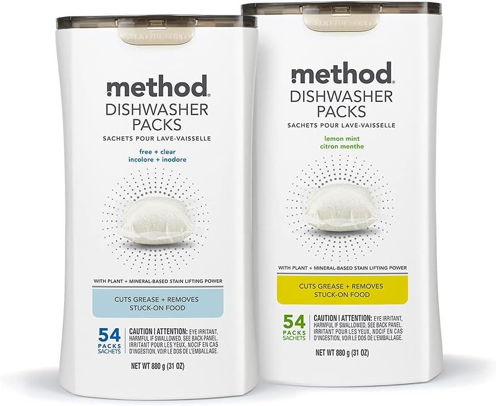 Method Dishwasher Detergent Packs, Lemon Mint, Dishwashing Rinse Aid to Lift Tough Grease and Stains, 54 Dishwasher Tabs per Package, (Pack of 2) - Image 7