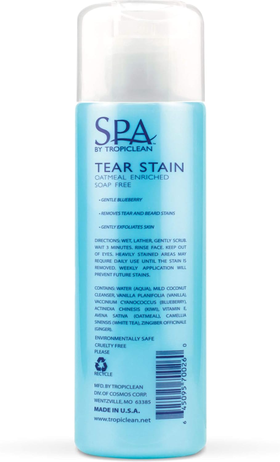 TropiClean SPA Tear Stain Remover for Dogs | Blueberry Facial Shampoo | Odor Eliminator | Tearless | Whitening and Brightening | Made in USA | 8oz. - Image 3