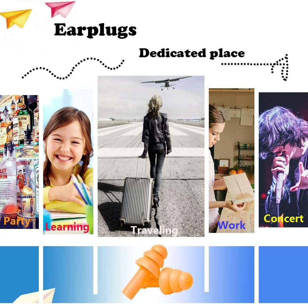 Earplugs for Sleeping Noise Cancelling, Reusable Ear Plugs– Super Soft, Silicone Ear Plug, for Sleeping 8 Pairs, Swimming, Snoring, Concerts, Work, Noisy Places (Color) - Image 8