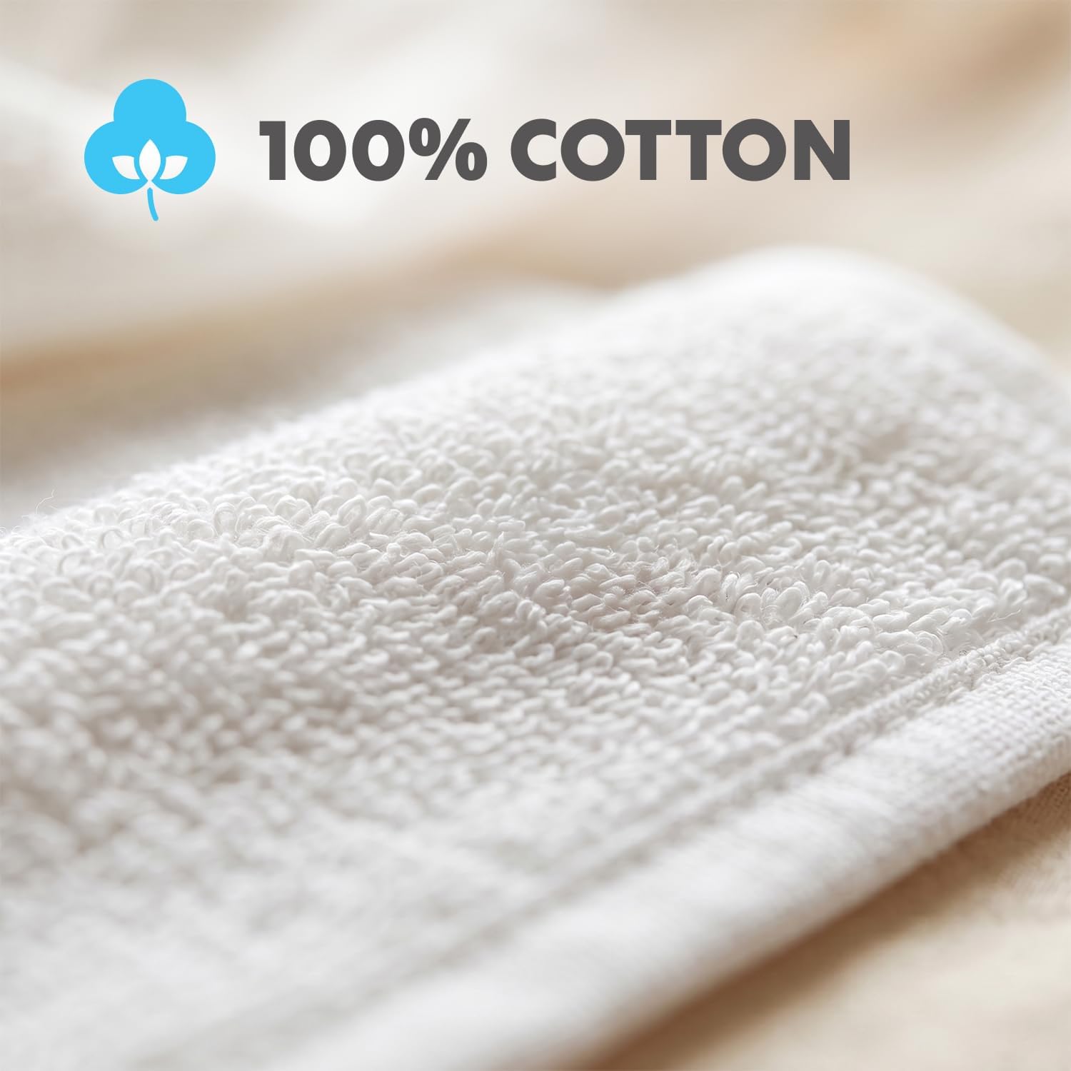 Simpli-Magic Cotton Washcloths White, 40 Pack, Size: 12”x12” - Image 5