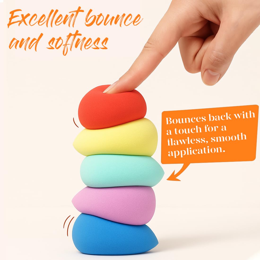 BEAKEY Makeup Sponge Set 5 Pack Micro Porous Low Absorption Soft Latex Free Foundation Beauty Sponges & Blenders for Powder Cream - Image 3