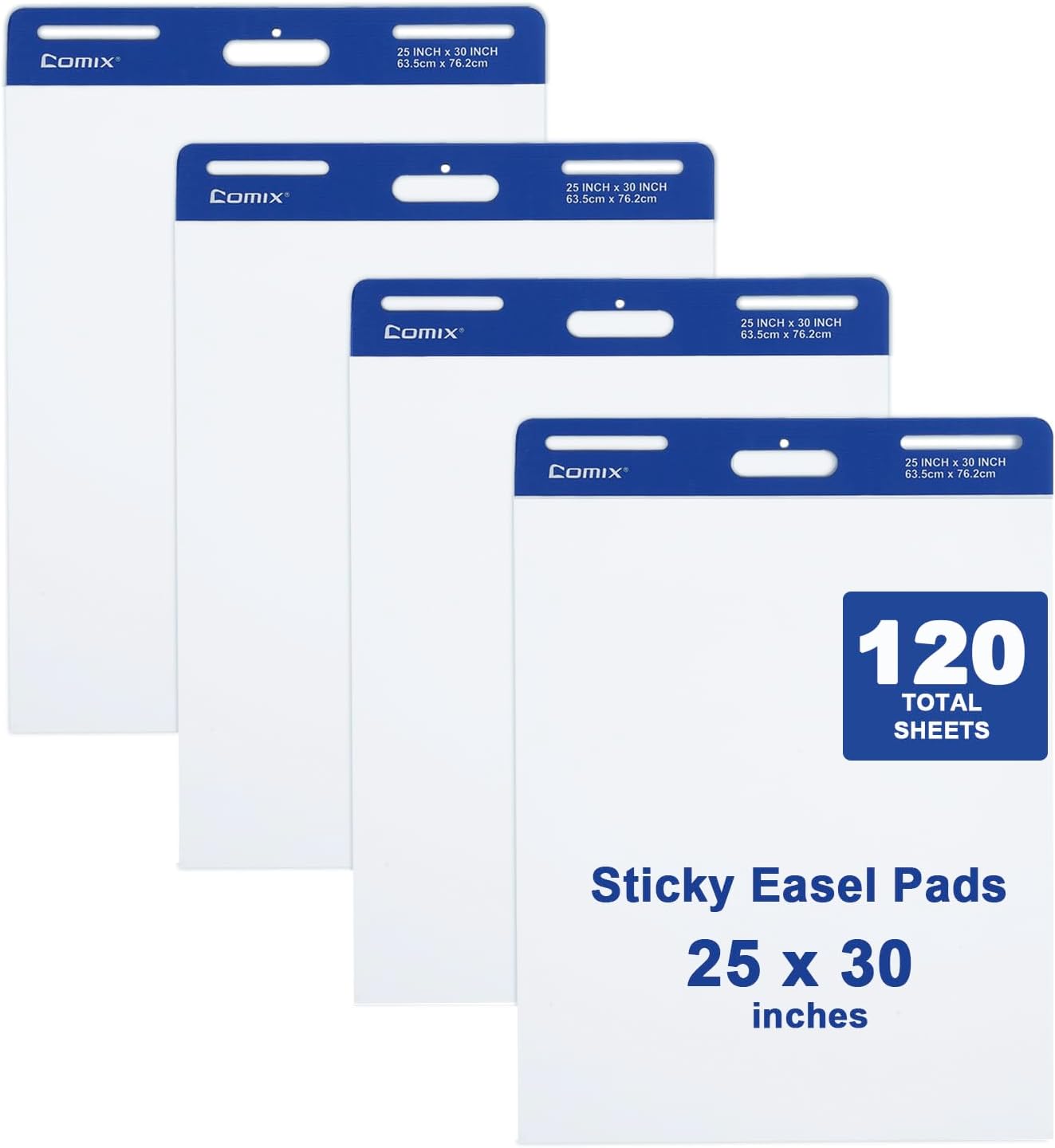 Comix Sticky Easel Pad, 25 x 30 Inches Flip Chart Paper for Teachers, Large Self Stick Easel Paper for Office School Classroom Supplies, 30 Sheets/Pad, 4 Pads/Pack - Image 2