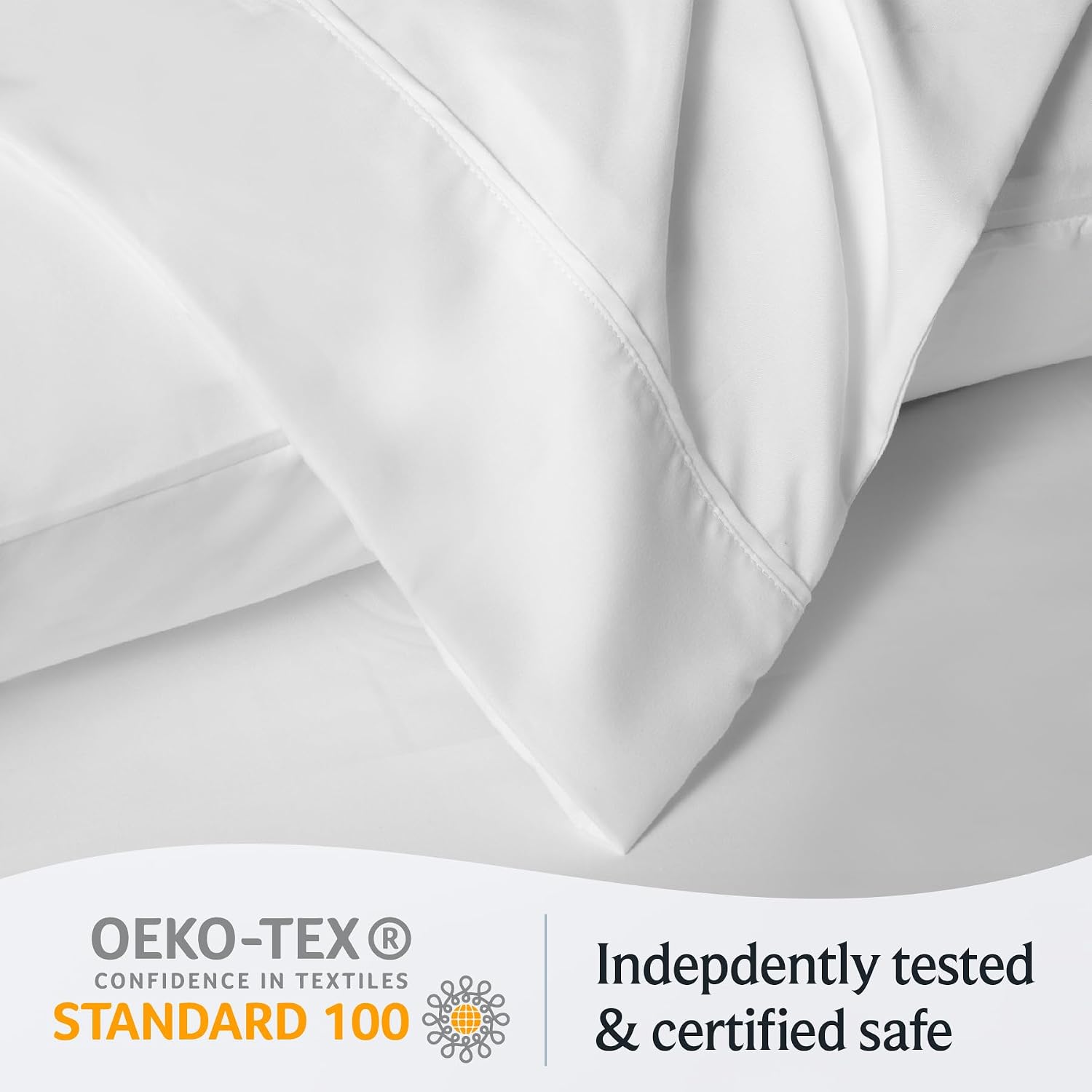 LuxClub Collection Pillowcases 2 Pack - Eco Friendly Wrinkle Free Cooling Pillow Cases with Satin Trim - Machine Washable Hotel Bedding Silky Soft - White Standard/Queen - Image 8