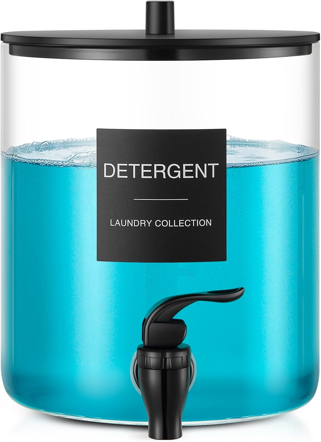 Glass Laundry Detergent Dispenser, 128 oz / 3.5L Fabric Softener Dispenser for Laundry Room Organization, Detergent Holder with Plastic Spigot (Black, 1 Pack) - Image 2