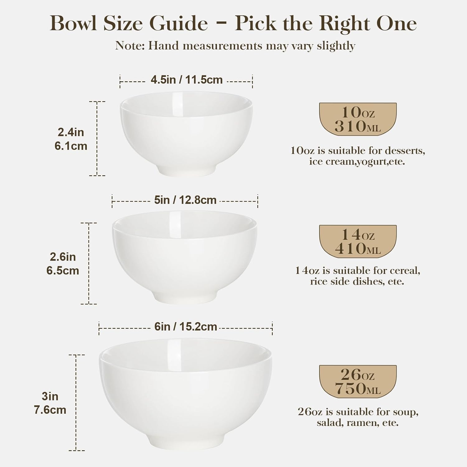 MALACASA 26 OZ Porcelain Soup Bowls Set of 4, White Ceramic Bowls for Kitchen, Cereal Bowl for Oatmeal, Fruit, Salad, Ramen and Rice Bowl -Dishwasher & Microwave Safe Bowls - Image 8