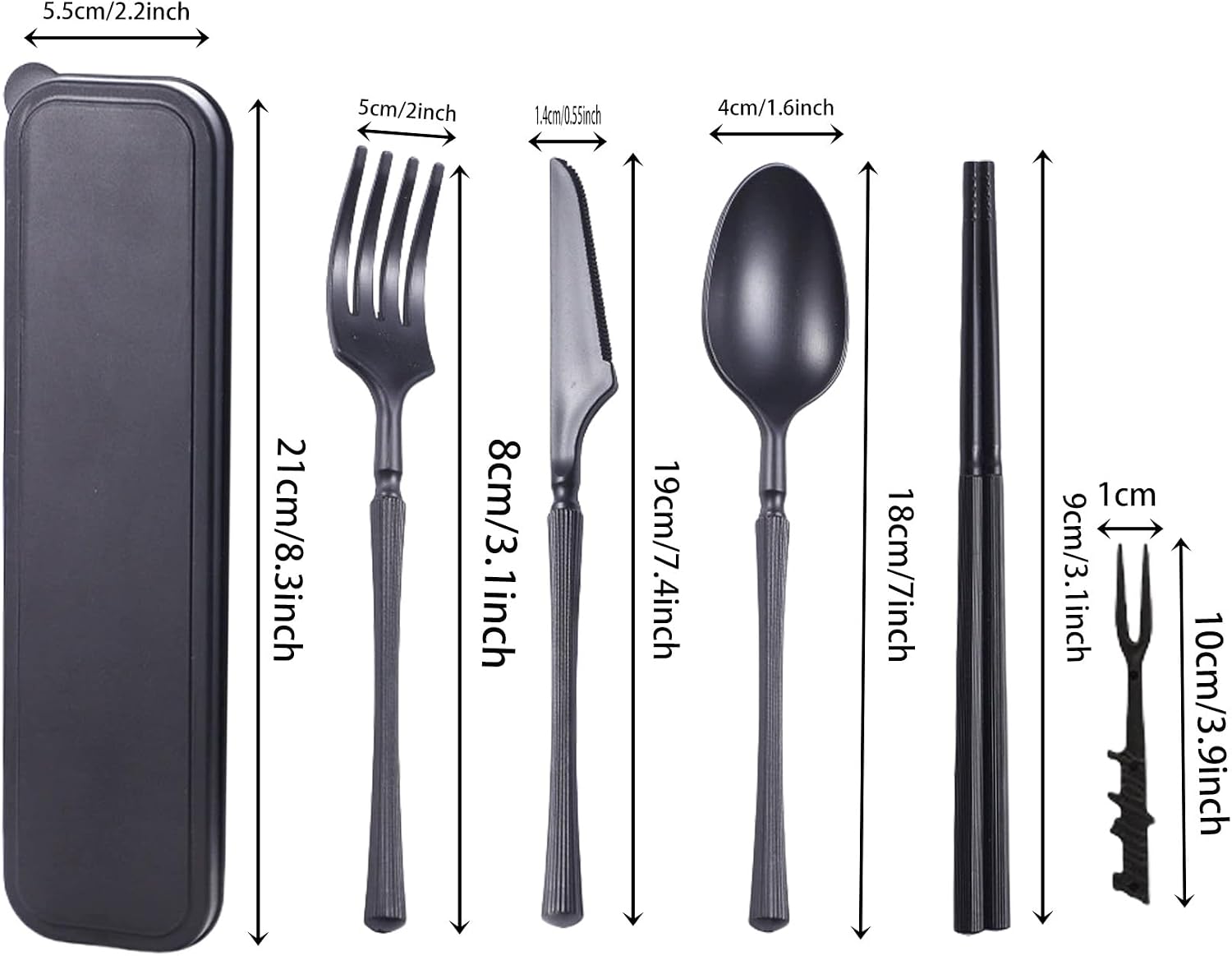 1 Set Wheat Straw Reusable Travel Utensils Set with Case, Portable Camping Cutlery Includes Fork, Knife & Spoon for Adults, Picnic, Lunch Box & Daily Use - Image 3