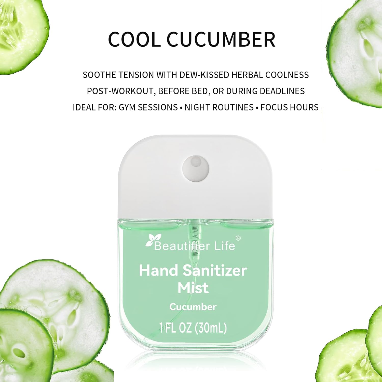 Beautifier Life Mini Portable Hand Sanitizer Spray (3-Pack) - Pocket-Sized 1 Fl Oz Travel, Ultra-Soothing 70% Alcohol Formula, Power Mist, No-Rinse Fast-Dry - Ocean Watermelon Cucumber - Image 7