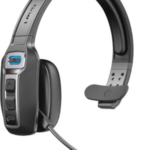 LEVN Bluetooth Headset with Microphone, Trucker Bluetooth Headset with AI Noise Cancelling & Mute Button, Wireless On-Ear Headphones 65 Hrs Working Time, for Trucker Home Office Remote Work Zoom