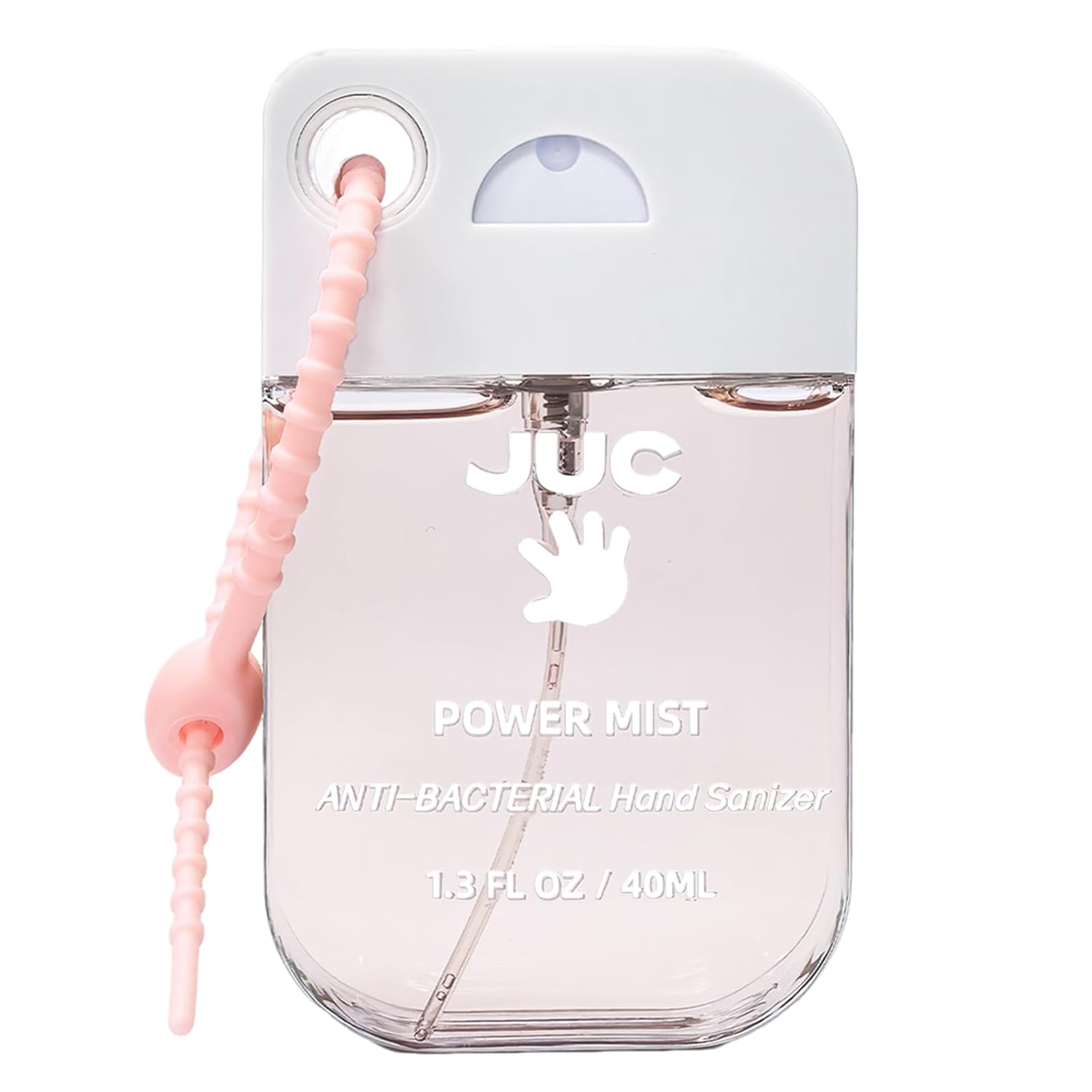 JUC Power Mist Hand Sanitizer Spray - 1.3fl.oz Peach Scent with Keychain Antibacterial Hydrating for Travel & Daily Essential - Image 2