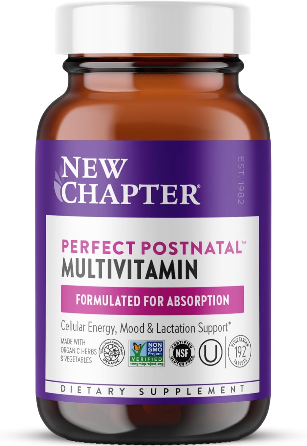 New Chapter, Postnatal Vitamins Lactation Supplement, Complete Multivitamin with Fermented Vitamin D3 + B Vitamins, Made with Organic Vegetables & Herbs, Non-GMO Ingredients, 192 Count - Image 2
