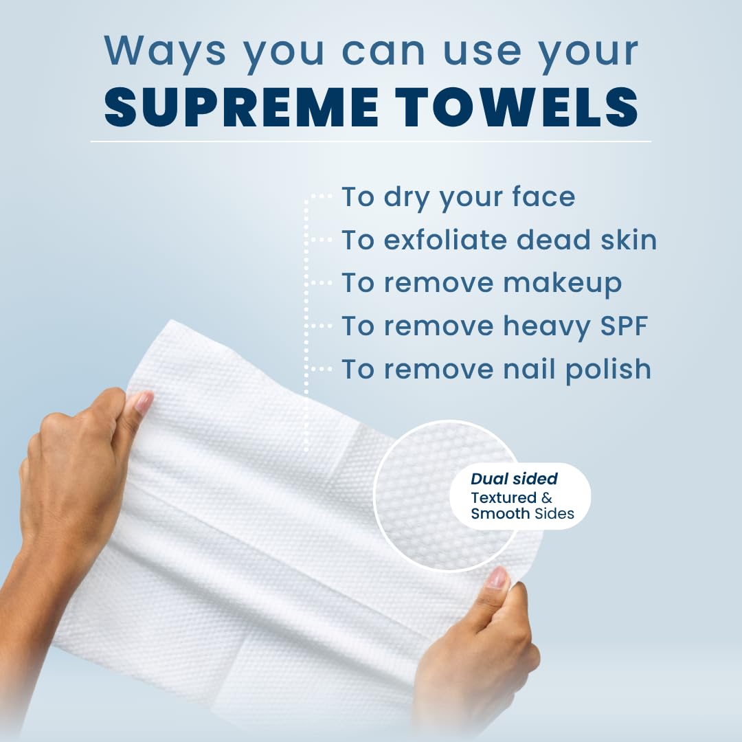 Clean Skin Club Clean Towels XL® Supreme, 100% USDA Biobased Face Towel, Disposable Face Towelette, Eczema Association Accepted, Thicker Textured Dry Wipes, Ultra Absorbent & Soft, 1 Pack, 50 Ct - Image 6