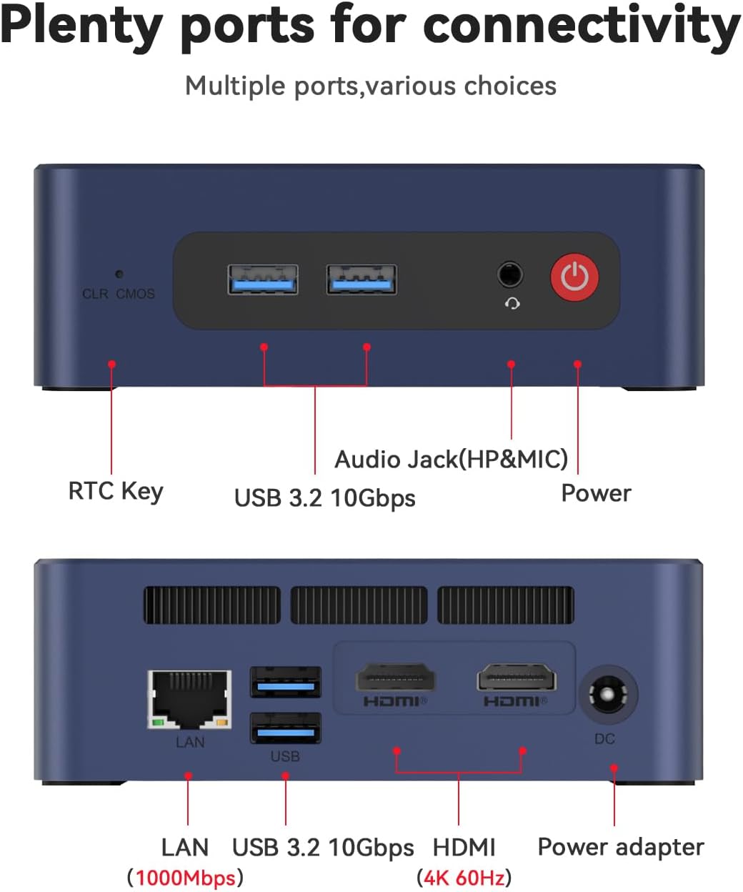 Beelink SER3 Mini PC, AMD Ryzen 3 3200U(14nm, 2C/4T) up to 3.5GHz, Mini Gaming Computer 16GB DDR4 RAM 500GB PCIE3.0 X4 SSD, Micro PC 4K@60Hz Dual Display, Mini Computer WiFi6/BT5.2/HTPC/W-11 Pro - Image 8