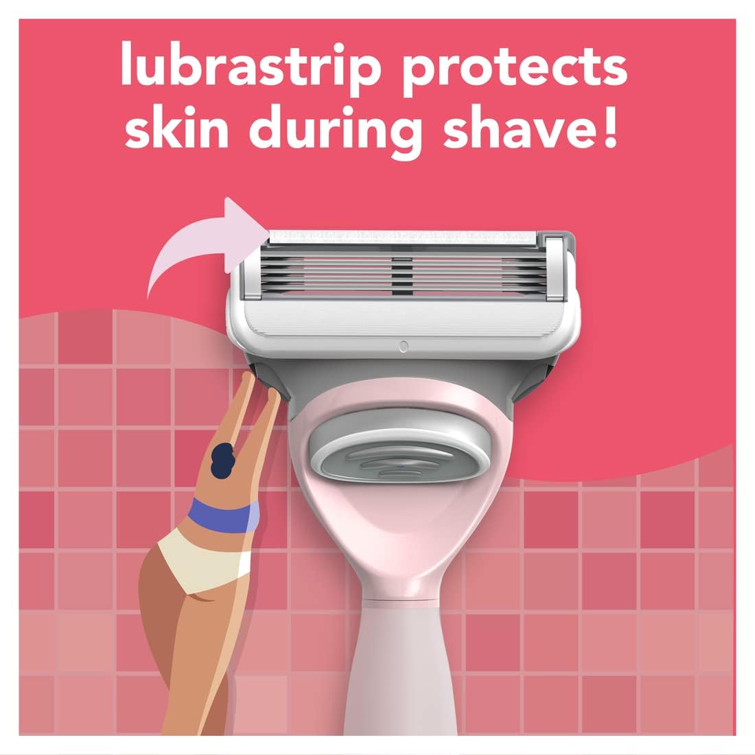 joy Razors for Women, 1 Handle, 8 Razor Blade Refills, Pink, Lubrastrip to Help Avoid Skin Irritation - Image 4