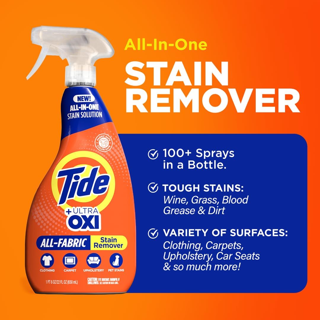 MADE BY NEHEMIAH Tide Rescue Laundry Stain Remover Spray with Oxi + Travel Size Tide To Go Pen, Spot Remover for Clothes, Fabric, Upholstery, Carpet, Grease & More Tough Stains- 22 Fl Oz + 1 Stain Pen - Image 6