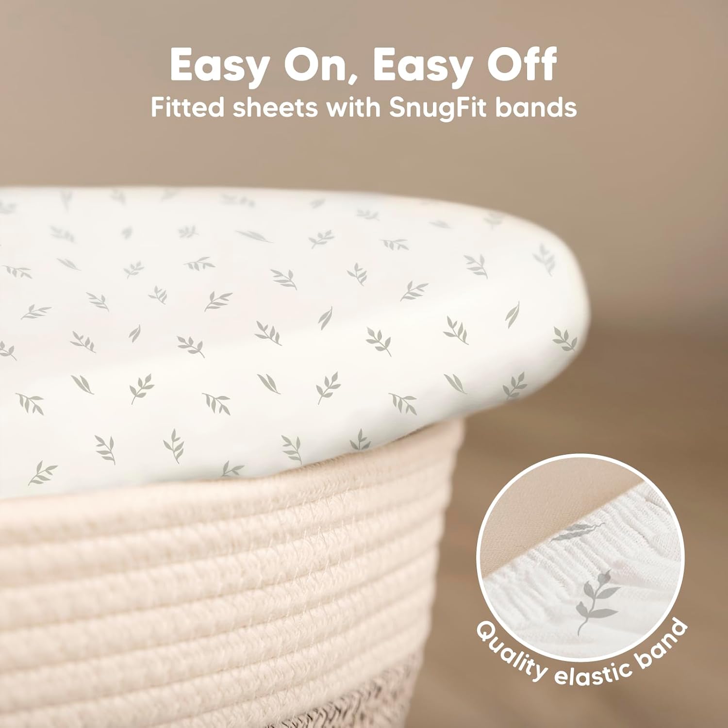 2-Pack Organic Baby Bassinet Sheets Boys, Girls - 100% Cotton Bassinet Mattress Sheets Compatible with Halo Bassinest Swivel Sleeper, Graco, Baby Delight, Universal Bassinet Fitted Sheets (Herb) - Image 6