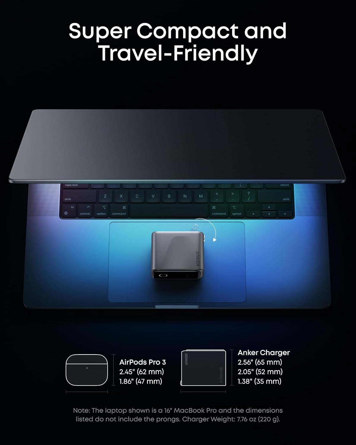 Anker Prime Charger,160W 3-Port Compact GaN USB C Charger,Smart Display,Touch Control,Up to 140W Fast Charging for One Device,for MacBook Pro,Laptop,iPhone 17 Series(Cable Not Included,Non-Battery) - Image 6