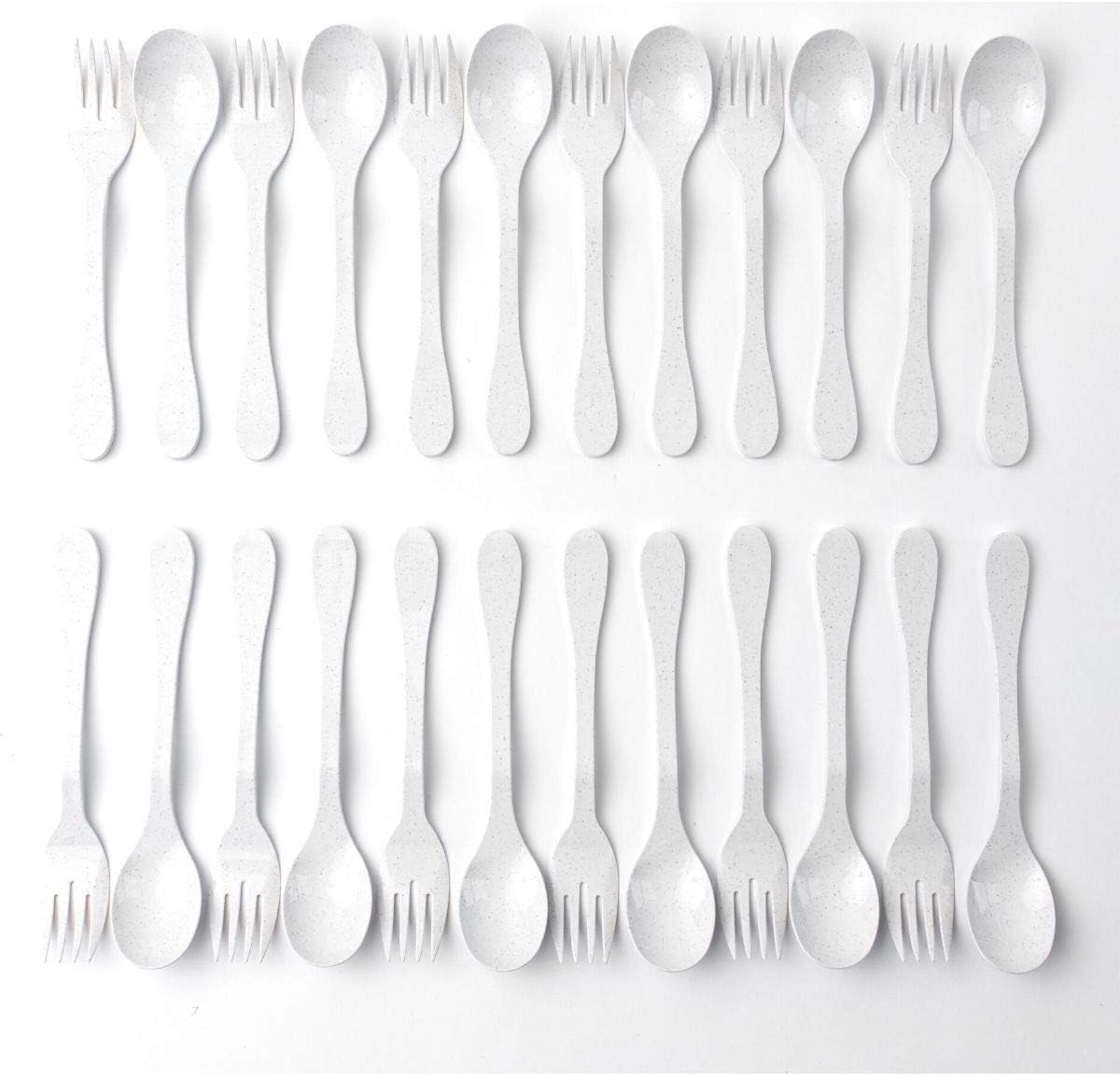 Knork Eco Plant Based 24 Pack Reusable Bamboo Flatware Set (White)… - Image 2
