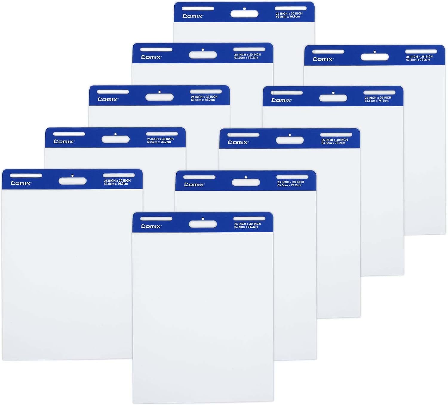 Comix Sticky Easel Pad, 25 x 30 Inches Flip Chart Paper for Teachers, Large Self Stick Easel Paper for Office School Classroom Supplies, 30 Sheets/Pad, 10 Pads/Pack - Image 2