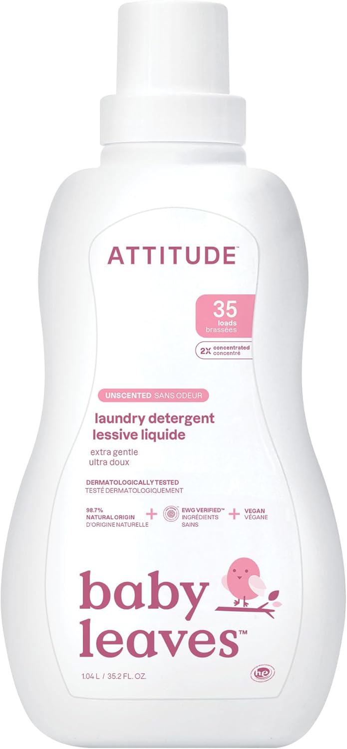 ATTITUDE Baby Laundry Detergent, EWG Verified, Plant and Mineral-Based Formula, HE Compatible, Vegan Household Products, Unscented, 35 Loads, 35.5 Fl Oz - Image 2