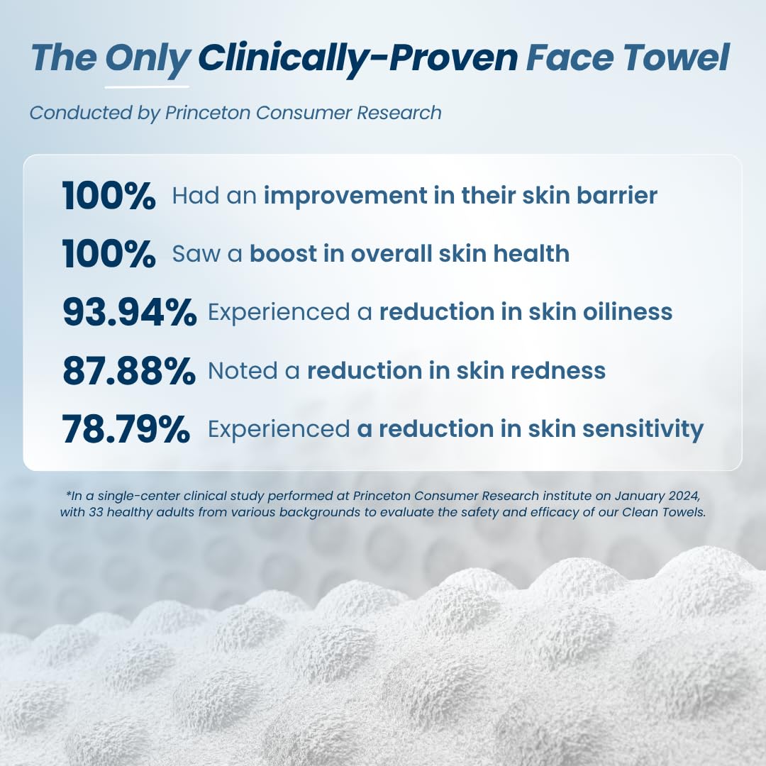 Clean Skin Club Clean Towels XL® Supreme, 100% USDA Biobased Face Towel, Disposable Face Towelette, Eczema Association Accepted, Thicker Textured Dry Wipes, Ultra Absorbent & Soft, 1 Pack, 50 Ct - Image 3